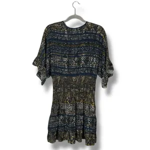 IRO‎ Dress 36 Tulsa Printed Silk Tiered Mini Snake Print Smocked Ruffle Green thumbnail 9