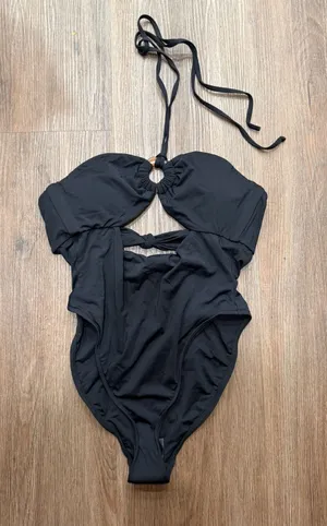 Dippin Daisys Wave Rider One Piece‎ Black Cutout Halter Swimsuit D1906JRMSC M thumbnail 1