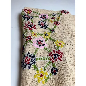 Judith March Shirt Women Large Beige Lace Embroidered Bell Sleeve Tunic Boho‎ thumbnail 6