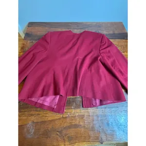 Pendleton Vintage Blazer Burgundy Round‎ Neck Button Front 100% Virgin Wool thumbnail 6