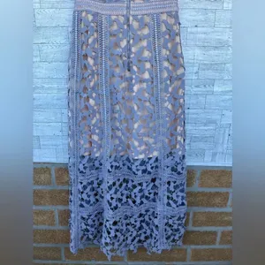 ELLIATT S Lilac Blue Lace Midi Dress Whimsigoth Cocktail Quiet Luxury thumbnail 12