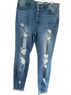 KanCan Medium Wash Cropped Jeans Blue Size 30 thumbnail 10