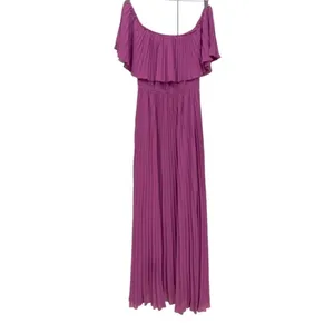 Luxxel Purple Pleated Maxi Off Shoulder Dress Size Medium thumbnail 7
