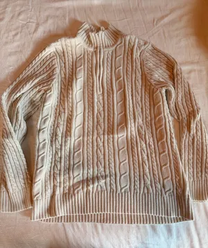 Croft & Barrow Cream Cable Knit Quarter Zip Sweater 100% Cotton XL thumbnail 1