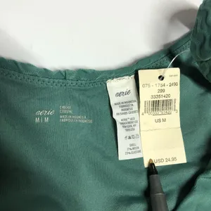Aerie Bikini Bottom Cheeky High Cut High Rise Textured Wavy Green M thumbnail 3