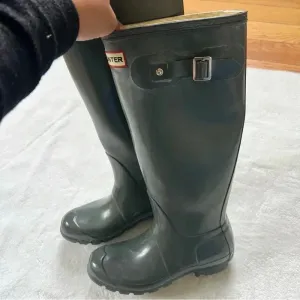 Hunter Original Gloss Tall Gray Rain Boots Size 5M 6F US. 37 thumbnail 4