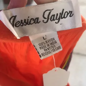 Jessica Taylor Rayon Teresa Orange Printed V-Neck Flowy Sleeveless Dress Size L thumbnail 8