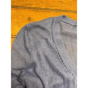 Aerie Womens Size Medium Blue Long Sleeve Cardigan Pockets Buttons TINY FLAW‎ thumbnail 7