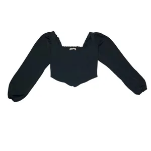 Abercrombie‎ & Fitch Sweetheart Long Sleeve Cropped Corset Top XS Black EUC thumbnail 2