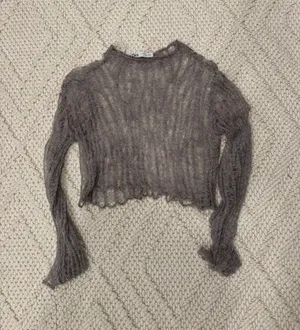 ZARA Grey Open Knit Sweater thumbnail 2