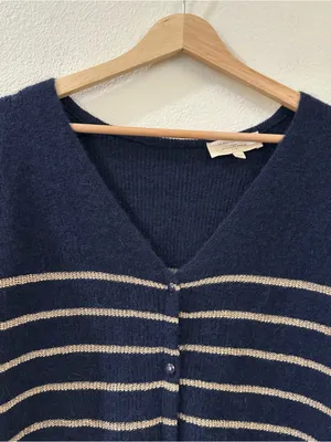 Sezane Women's Barry Cardigan Striped Navy Size XXS thumbnail 3