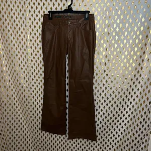Wild Fable Brown leather flared pants low rise flare size 4 thumbnail 3