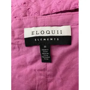 ELOQUII Elements Pink Eyelet Lace Tiered Midi Dress ‎ Belted Size 16 thumbnail 9