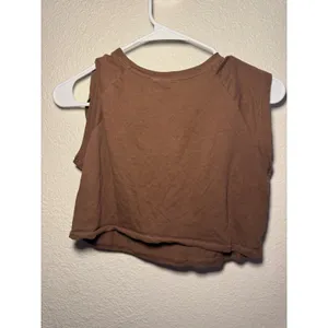 H&M Divided Women Brown Obsessed Graphic Sleeveless Crop Top XS thumbnail 4