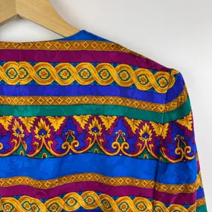 Adrianna Papell VTG 100% Silk Baroque Blazer Jacket Size‎ 8 Colorful Maximalist thumbnail 3