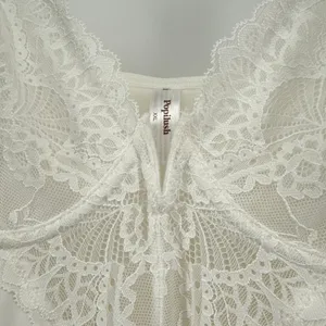 Popilush Built-In Shapewear Slip Dress Women XXL Ivory NEW Lace Trim‎ Maxi Slit thumbnail 7
