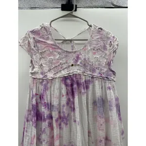 Free People Midi Dress Womens Small Purple Tie Dye Crochet Lace Open Back‎ Boho thumbnail 2