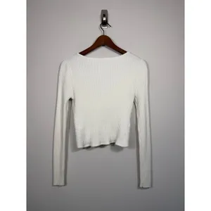 Abercrombie & Fitch Ribbed Twist Front Sweater Top Ivory Medium thumbnail 2