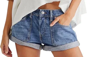 NWT Free People Beginner's Luck Slouchy Roll Cuff Denim Shorts. Size 28 thumbnail 6