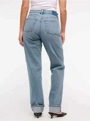 NEW Abercrombie & Fitch Curve Love 90s Straight Mid Rise Cuff Hem Jeans thumbnail 2