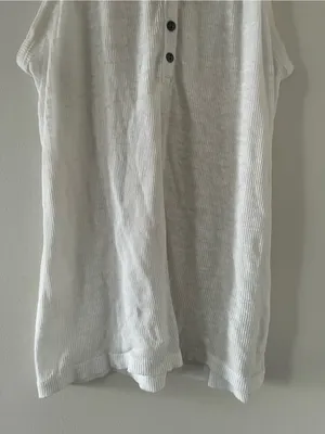 Free People Beach White Henley Ribbed Tank Top Small Cotton Coastal Beach Casual thumbnail 4