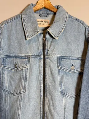 Free People We The Free Your Dad's Distressed Denim Jean Jacket Women's Medium thumbnail 9