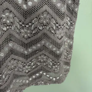 BKE Women's Y2K Gray & Silver Lace & Metallic Tank Top - Size Large - Chevron thumbnail 3