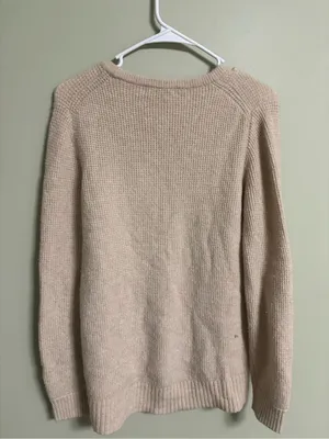 J.Crew Beige Waffle Knit Crewneck Sweater Women's Size Small Alpaca Merino Wool thumbnail 2