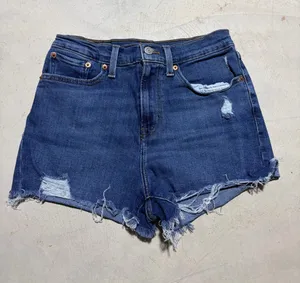 Levi’s high rise Blue Distressed Denim Shorts 28 thumbnail 1