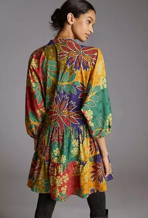 Anthropologie Floral Flowy Mini Dress, Size XS thumbnail 4