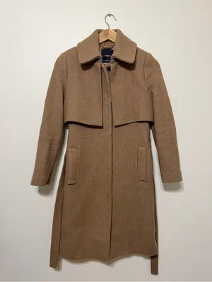 MANGO Double Layer Wool Blend Coat Size XS Brown Tan thumbnail 2