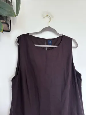 NWT Gap Brown Linen Blend Sleeveless Crewneck Knee Length Shift Dress XL Tall thumbnail 3