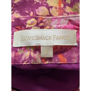 LoveShackFancy Floral Bubble Hem Mini Skirt Purple Pink Rose Print Size 2 thumbnail 4