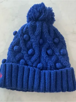 NFL Royal Blue Pom Pom Beanie with Red Buffalo Patch thumbnail 2