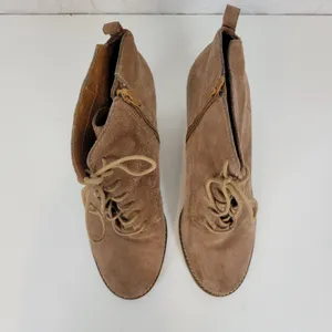 Lucky Brand Yoanna Womens Boots Size‎ 8 Tan Suede Lace Up Wedge Zip Ankle Boots thumbnail 9
