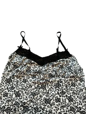 Laura Ashley Babydoll Cami Top White & Black Floral Summer Boho Y2K Size Small thumbnail 2