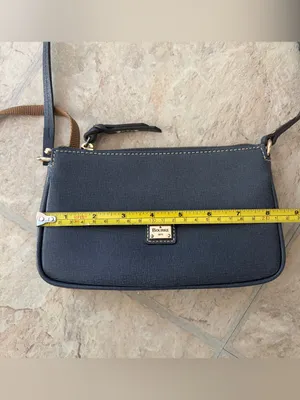 Dooney & Bourke Mini Crossbody Bag Navy Blue Saffiano Leather Gold Hardware Y2K thumbnail 4