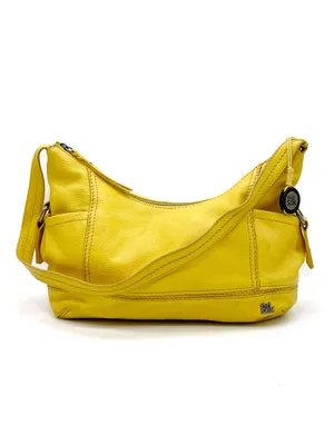 The Sak Kendra Hobo Shoulder Bag Mustard Yellow Leather Slouchy Zip Pocket Purse thumbnail 4