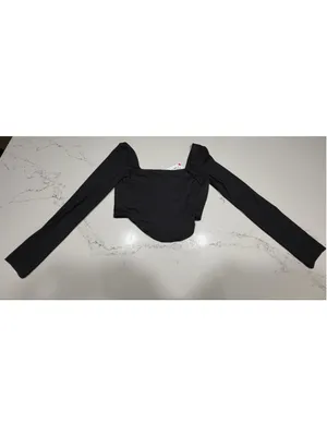 NEW REORIA Square Neck Long Sleeve Y2K Boned Bustier Corset Crop Tops XL thumbnail 4