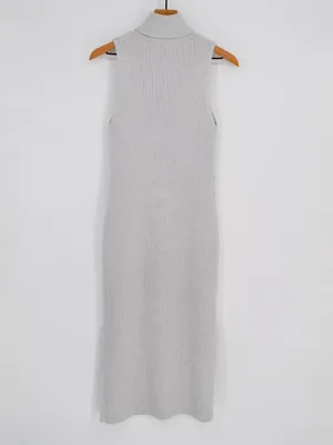 Daily Practice by Anthropologie Slim Knit Turtleneck Midi Dress Heather Grey M thumbnail 3