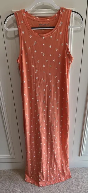 Eddie‎ Bauer Orange Floral Print Tank Maxi Dress Vacation Casual Beach Spring thumbnail 1