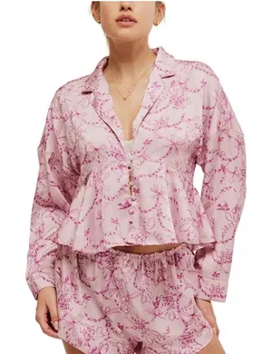 Free People Intimately Beauty Sleep Rose Pink Lounge Set S A4-0011 thumbnail 1