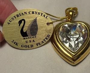 Gold plate Heart Pendant with Austrian Crystal thumbnail 1