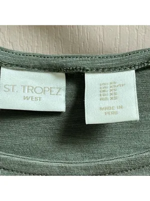 ST. Tropez West women basic t-shirt khaki olive cotton blend Sz XS thumbnail 3