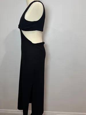 Topshop ribbed Knot front cut black tank dress size 8 thumbnail 2