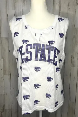 Rivalry Threads NWT NCAA‎ Kansas State Wildcats Womens Medium White Mesh All Over Print Tank Top thumbnail 1