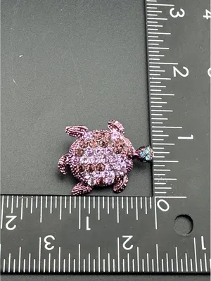 Whimsical Sea Turtle Brooch Pin Purple with Sparkle thumbnail 3