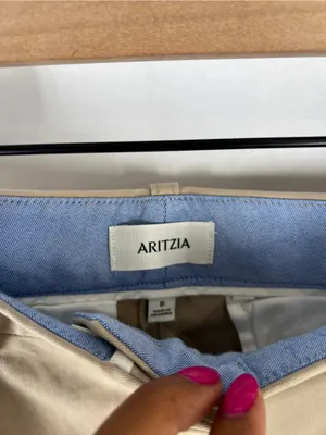 Aritzia Beige Khaki Mid-Rise Chino Carrot Trousers thumbnail 6