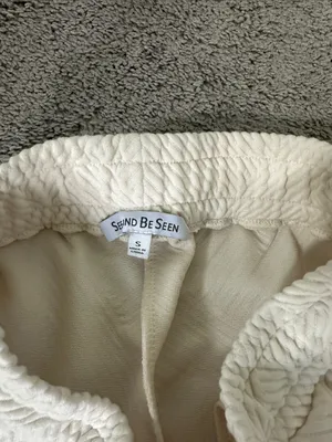 See and Be Seen Cream Wide-Leg Quilted Knit Pants thumbnail 4