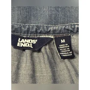 Lands End Womens Modest Tiered Denim Midi Dress Size M Western Cottage Coastal thumbnail 7